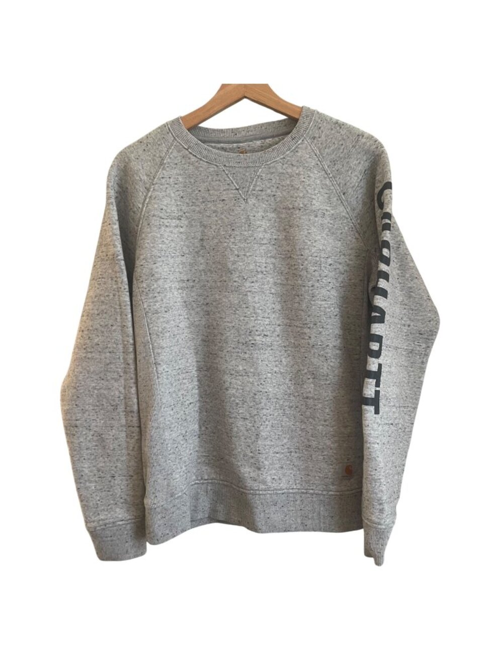 Carhartt Womens Logo Sleeve Crewneck Sweatshirt Size M Gray Relaxed Fit Fleece
